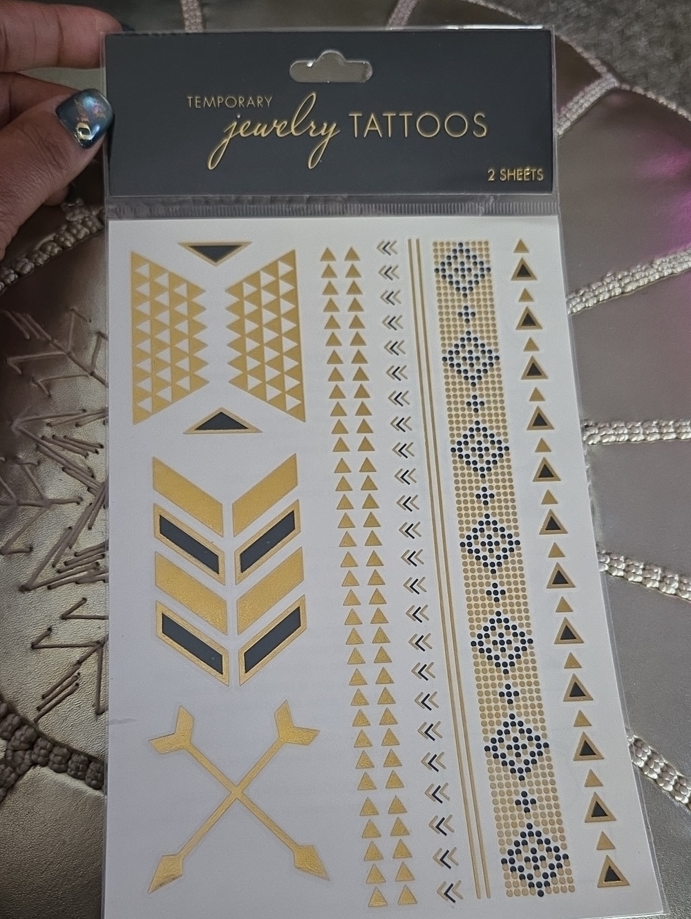 Temporary Jewelry Tattoos - Gold and Black Sheet
